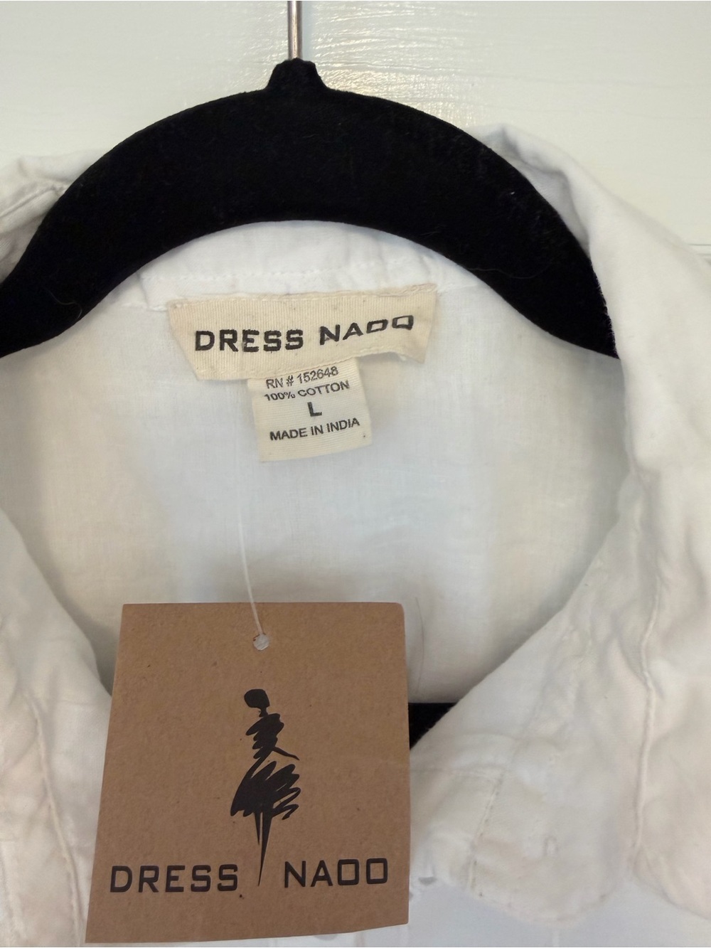 Women’s White Eyelet Midi Shirt Dress with Collar - Picture 4 of 6